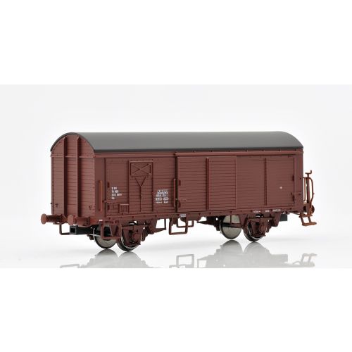 Topline Godsvogner, NMJ Topline model of the NSB His 210 2 198-9 boxcar type 1 with wooden roof and brakeman`s platform., NMJT504.103